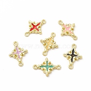 Rack Plating Alloy Enamel Connector Charms, Cadmium Free & Nickel Free & Lead Free, Light Gold, Cross Links, Mixed Color, 21x15x2.5mm, Hole: 1.6mm(FIND-G051-02LG)