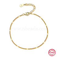 925 Sterling Silver Chain Bracelets for Women, Real 18K Gold Plated, 6-3/4 inch(17cm)(UW2012-3)