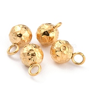 Ion Plating(IP) 304 Stainless Steel Charms, Round, Textured, Golden, 7.8x5mm, Hole: 1.8mm(STAS-O147-03A-G)