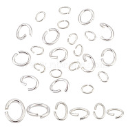 BENECREAT 30Pcs 3 Size 925 Sterling Silver Open Jump Rings, Oval, Silver, 18~24 Gauge, 5~8x4~6x0.5~1mm, Inner Diameter: 2.5~4.5x4~6mm, 10Pcs/size(FIND-BC0003-90)