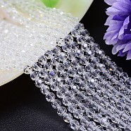 Imitation Austrian Crystal Bead Strands, Grade AAA, Faceted(32 Facets) Round, Clear, 6mm, Hole: 0.7~0.9mm, about 68pcs/strand, 15.7 inch(G-M181-6mm-01A)