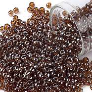 TOHO Round Seed Beads, Japanese Seed Beads, (114) Transparent Luster Smoky Topaz, 8/0, 3mm, Hole: 1mm, about 222pcs/10g(X-SEED-TR08-0114)