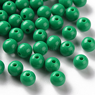 Opaque Acrylic Beads, Round, Green, 8x7mm, Hole: 2mm, about 1745pcs/500g(MACR-S370-C8mm-24)