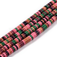 Natural Agate Beads Strands, Dyed, Heishi Beads, Flat Round/Disc, Mixed Color, 4x1mm, Hole: 1mm, about 250~329pcs/strand, 15.7 inch(X-G-T115-08J)