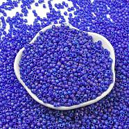 TOHO Round Seed Beads, Japanese Seed Beads, (87DF) Transparent AB Frost Cobalt, 11/0, 2.2mm, Hole: 0.8mm, about 50000pcs/pound(SEED-TR11-0087F)