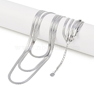 Non-Tarnish 304 Stainless Steel Flat Snake Chain 3 Layer Necklaces, Stainless Steel Color, 14.96 inch(38cm)(NJEW-H038-02P)