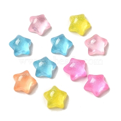 Transparent Resin Decoden Cabochons with Glitter Powder, Mixed Color, Star, 11.5x11.5x5.5mm(RESI-E053-08E)