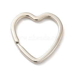 Iron Split Key Rings, Keychain Clasp Findings, Heart, Platinum, 31x31x3mm(PALLOY-Q263-N)