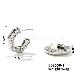 Copper Geometric Micro Zircon Stud Earrings, Fashionable European and American Style, Platinum, 19x19x4mm(KI5789-1)