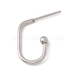 304 Stainless Steel Oval Stud Earrings, Half Hoop Earrings for Women, Stainless Steel Color, 18.5x11.5x3mm, Pin: 0.7mm(STAS-P307-01P)