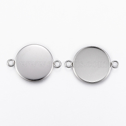 304 Stainless Steel Cabochon Connector Settings, Plain Edge Bezel Cups, Flat Round, Stainless Steel Color, Tray: 18mm, 27.5x20x2mm, Hole: 2.2mm(X-STAS-E146-19P-18mm)