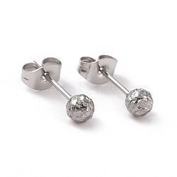 304 Stainless Steel Ball Stud Earrings for Women, Stainless Steel Color, 15x4mm, Pin: 0.9mm(EJEW-C038-01P)