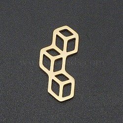 201 Stainless Steel Filigree Joiners Links, Laser Cut, Real 18K Gold Plated, 10x21x1mm(STAS-N090-LA055-G)