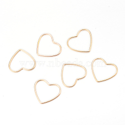 Brass Linking Rings, Heart, Real 18K Gold Plated, 42x50x1mm(KK-R037-207-G)