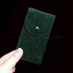 Rectangle Velvet Watch Storage Bag, Morandi Color Portable Watch Box, Velvet Jewelry Bag Single Pack, Dark Green, 13x7cm(PW-WG68437-03)