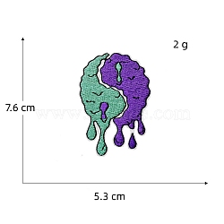 Computerized Embroidery Cloth Iron on/Sew on Patches, Costume Accessories, Appliques, Yin-yang, Colorful, 76x53mm(PW-WG18A14-01)