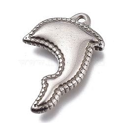 304 Stainless Steel Pendants, Dolphin, Stainless Steel Color, 22.5x15x3mm, Hole: 1.5mm(STAS-Z008-02)