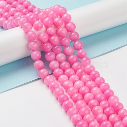 Natural Mashan Jade Round Beads Strands, Dyed, Pink, 10mm, Hole: 1mm, about 41pcs/strand, 15.7 inch(X-G-D263-10mm-XS34)