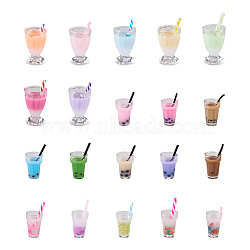 Plastic Resin Pendants, Imitation Bubble Tea Shape, Mixed Color, 40pcs/set(KY-BT0001-002)