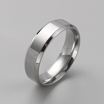 Stainless Steel Simple Plain Band Ring for Men Women, Stainless Steel Color, US Size 7 3/4(17.9mm)