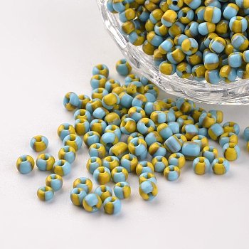 8/0 Opaque Colours Seep Glass Beads, Round Seed Beads, Sky Blue, 2.5~3x2~3mm, Hole: 0.8mm, about 1666pcs/50g