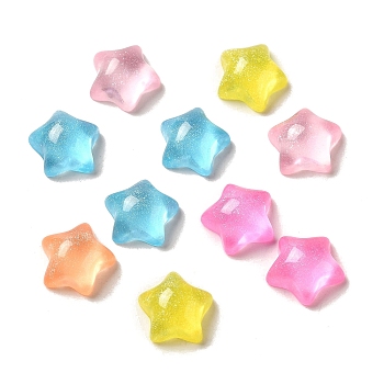 Transparent Resin Decoden Cabochons with Glitter Powder, Mixed Color, Star, 11.5x11.5x5.5mm