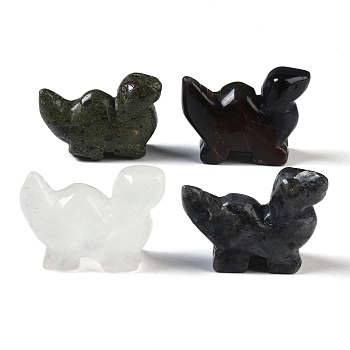 Natural Mixed Gemstone Dinosaur Figurines, for Home Office Desktop Feng Shui Ornament, 38~40.5x15~16x27~28.5mm