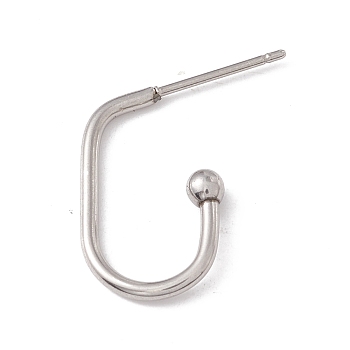 304 Stainless Steel Oval Stud Earrings, Half Hoop Earrings for Women, Stainless Steel Color, 18.5x11.5x3mm, Pin: 0.7mm