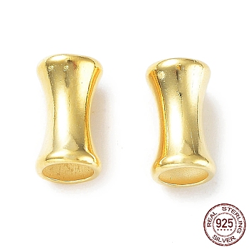 925 Sterling Silver Beads, Bamboo Joint Shape, Real 18K Gold Plated, 7x4mm, Hole: 3mm