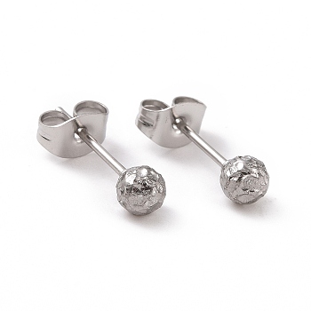 304 Stainless Steel Ball Stud Earrings for Women, Stainless Steel Color, 15x4mm, Pin: 0.9mm