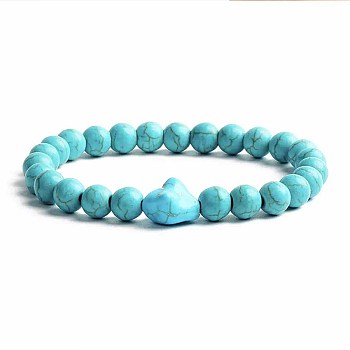 Turquoise Bracelet with Elastic Rope Bracelet, Male and Female Lovers Best Friend