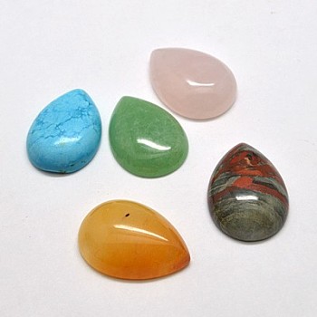 Gemstone Cabochons, Mixed Stone, teardrop, Mixed Color, 20x15x5mm