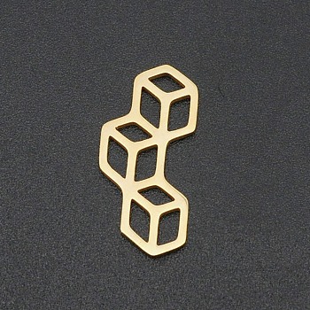 201 Stainless Steel Filigree Joiners Links, Laser Cut, Real 18K Gold Plated, 10x21x1mm