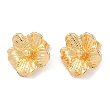 201 Stainless Steel Flower Stud Earrings, with 304 Stainless Steel Pin, Golden, 24.5x24mm