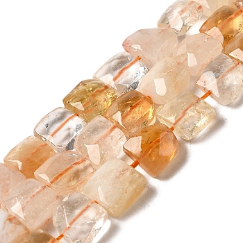Natural Citrine Beads Strands, Faceted, Square, 9~10.5x10~10.5x6mm, Hole: 1mm, about 18~20pcs/strand, 7.09~7.68 inch (18~19.5cm)