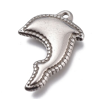 304 Stainless Steel Pendants, Dolphin, Stainless Steel Color, 22.5x15x3mm, Hole: 1.5mm