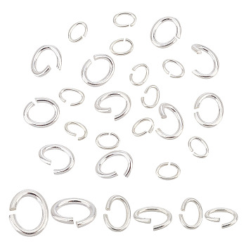 BENECREAT 30Pcs 3 Size 925 Sterling Silver Open Jump Rings, Oval, Silver, 18~24 Gauge, 5~8x4~6x0.5~1mm, Inner Diameter: 2.5~4.5x4~6mm, 10Pcs/size