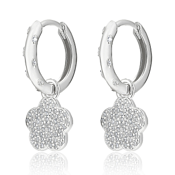 925 Sterling Silver Flower Earrings with Cubic Zirconia