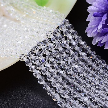 Imitation Austrian Crystal Bead Strands, Grade AAA, Faceted(32 Facets) Round, Clear, 6mm, Hole: 0.7~0.9mm, about 68pcs/strand, 15.7 inch