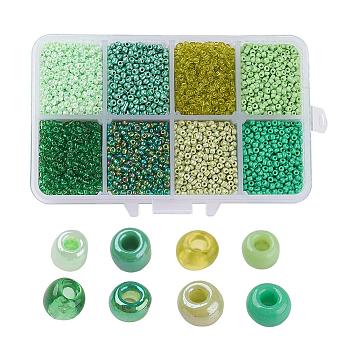 1 Box Mixed 6/0 Glass Seed Beads Round  Loose Spacer Beads, Green, 4mm, Hole: 1mm, about 1900pcs/box