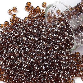TOHO Round Seed Beads, Japanese Seed Beads, (114) Transparent Luster Smoky Topaz, 8/0, 3mm, Hole: 1mm, about 222pcs/10g