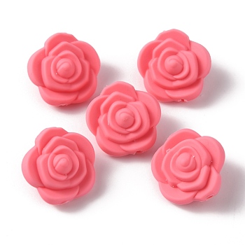 Food Grade Eco-Friendly Silicone Beads, Chewing Beads For Teethers, DIY Nursing Necklaces Making, Rose, Light Coral, 20.5x12.5mm, Hole: 2mm