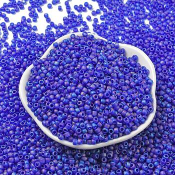 TOHO Round Seed Beads, Japanese Seed Beads, (87DF) Transparent AB Frost Cobalt, 11/0, 2.2mm, Hole: 0.8mm, about 50000pcs/pound