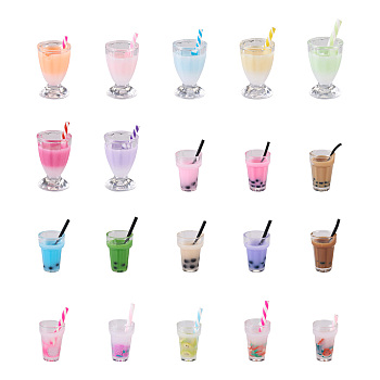 Plastic Resin Pendants, Imitation Bubble Tea Shape, Mixed Color, 40pcs/set