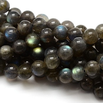 Grade AA Natural Gemstone Labradorite Round Beads Strands, 6mm, Hole: 1mm, about 62pcs/strand, 15.5 inch