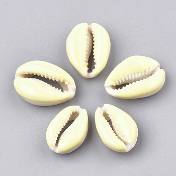 Cowrie Shell Beads, with Enamel, No Hole/Undrilled, Light Khaki, 20~26x13~18x5~7mm