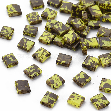 5mm GreenYellow Rectangle Glass Beads