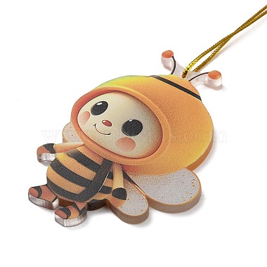 Cute Bees Acrylic Pendant Decoration(HJEW-G026-01E)-3