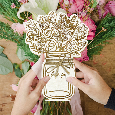 Wood Flower Bouquet Greeting Card(AJEW-WH0441-001)-6