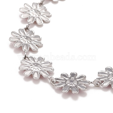 Enamel Daisy Link Chain Necklace(NJEW-P220-01P-01)-3